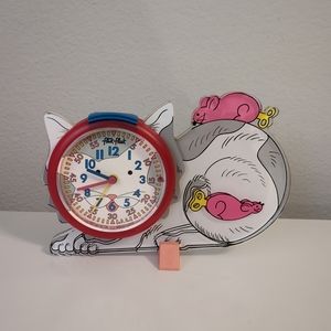 Vintage 80's Flik Flak Cat & Mouse Kids Alarm Clock (READ) FOR DISPLAY ONLY